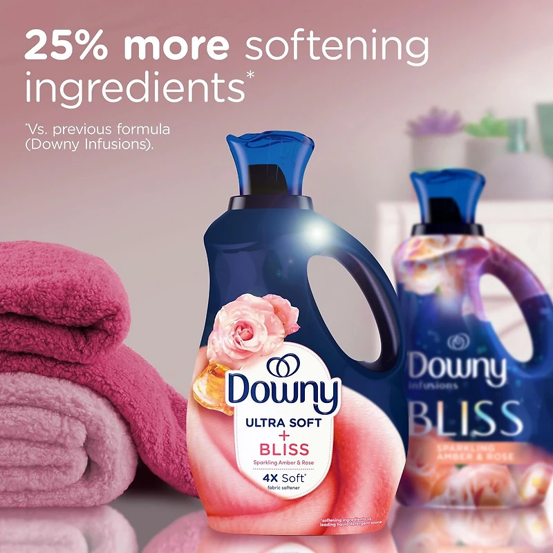 Downy Infusions Laundry Fabric Softener Liquid, BLISS, Sparkling Amber and Rose, 120 Loads, 2.4 L