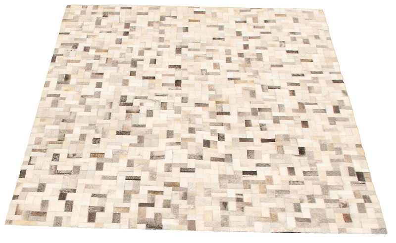 ECARPETGALLERY 4'9" x 6'8" Contemporary Cowhide Patchwork Handmade Area Rug for Living Room, Dining Room and Bedroom in Grn