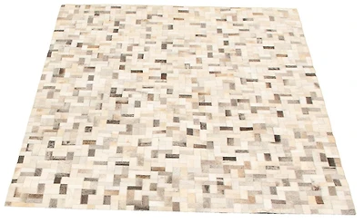 ECARPETGALLERY 4'9" x 6'8" Contemporary Cowhide Patchwork Handmade Area Rug for Living Room, Dining Room and Bedroom in Grn