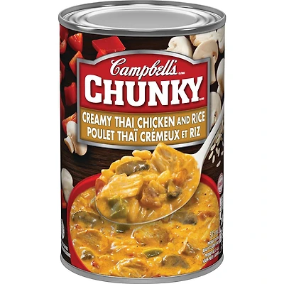 Soupe Crémeuse poulet Thai cremeux prête à servir ChunkyMD de Campbell’sMD, longue conservation