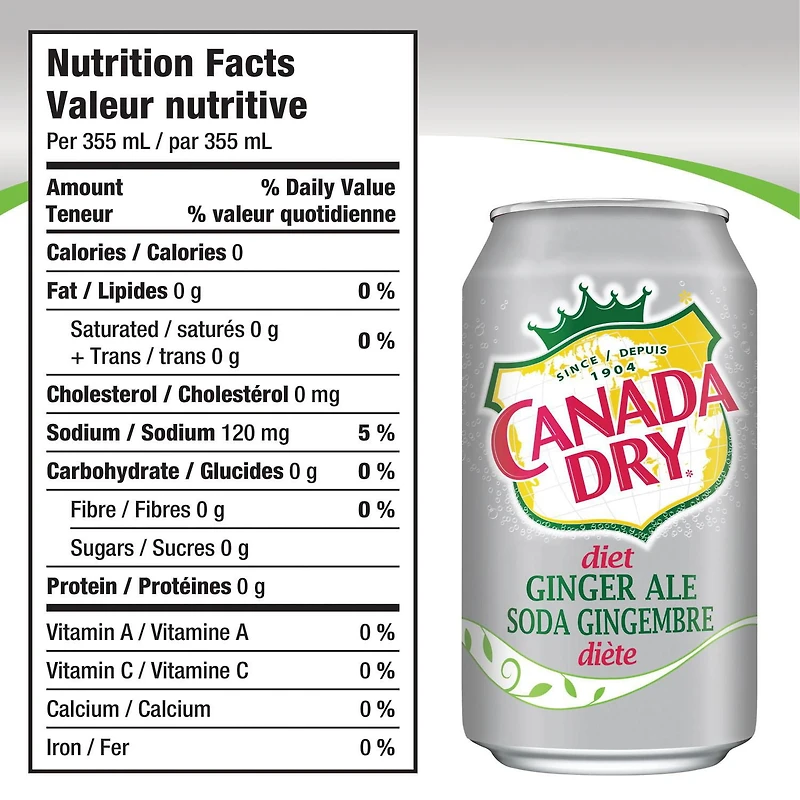 Canada Dry® Diet Ginger Ale 355 mL Cans, 12 Pack, 12 x 355 mL