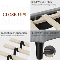 FullFurnique Upholstered Platform Bed Frame with Wooden Slat Support, Queen, Light Gray