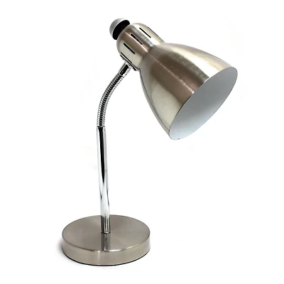 Lampe de bureau semi-flexible de conception simple, nickel brossé