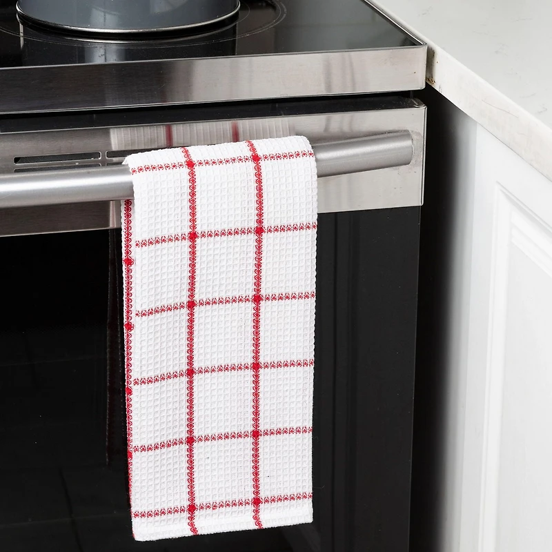Torchons de cuisine en coton gaufré Fabstyles Solo, torchons à vaisselle extra larges, torchons à vaisselle super absorbants et à séchage rapide avec boucle de suspension, 18 x 28 pouces, lot de 4