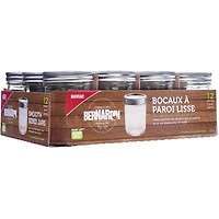 Bernardin Smooth-Sided Mason Jars with Lids and Bands, Regular Mouth, 250 mL, 12 Count