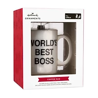 Décoration Hallmark de Noël (Tasse à café « World's Best Boss », The Office, en verre soufflé)