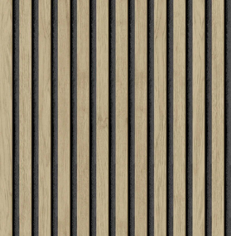 Roommates Studio Cream Oak Slat Peel and Stick Wallpaper 30.75 Sq. ft
