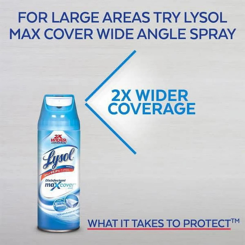 Spray Désinfectant Lysol, Linge frais, Désinfecte et élimine les odeurs sur les surfaces dures et les tissus 350g