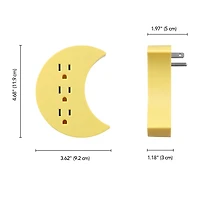 Globe Electric 3-Outlet Yellow Half Moon Indoor Wall Charger Charging Adapter, Not Smart Compatible