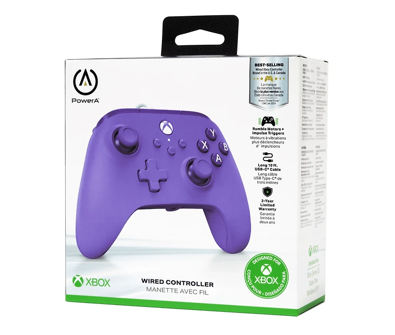 Manette câblée PowerA pour Xbox Series X|S - Violetto
