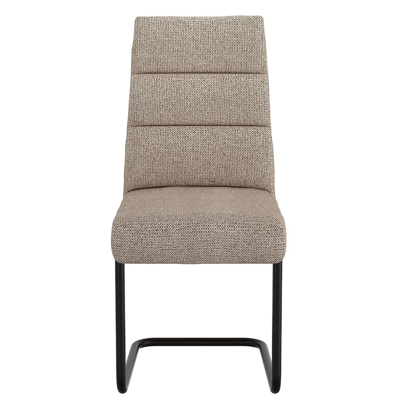 Modern Fabric & Metal Dining Chair, Set of 2 - Beige & Black
