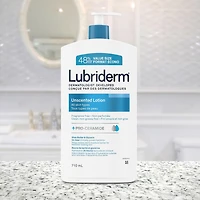 Lubriderm Unscented Lotion, Shea Butter and Glycerin, Dry Skin, Hand, Face Moisturizer, Fragrance Free, 710 mL