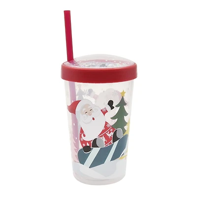 Holiday Time Red Plastic Straw Tumbler, 3.5 inch x 3.5 inch x 7.9 inch, 1 Piece