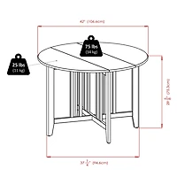 Table ronde à abattants 3 pièces Alamo avec 2 chaises à dossier à barrettes de Winsome - 94305