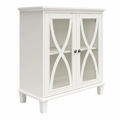 Ameriwood Home Celeste Accent Cabinet with Glass Doors, White
