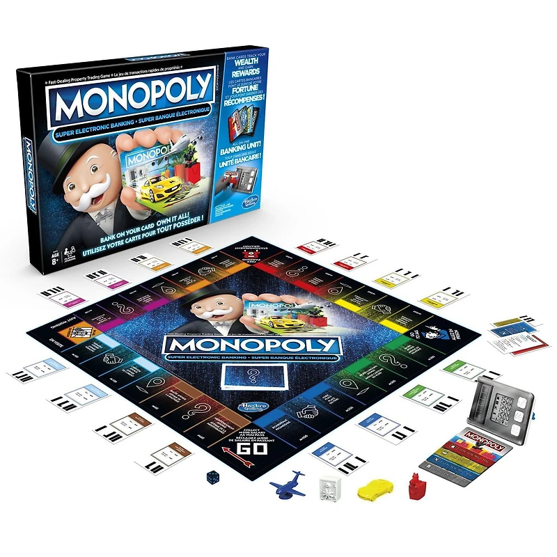 Monopoly Super banque électronique, unité bancaire électronique, jeu sans billets de banque, avec récompenses, technologie sans contact, dès 8 ans À partir de 8 ans