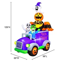 Occasions Halloween Camion d'Halloween gonflable de 10,5 pieds avec squelette, Frankenstein, araignée, citrouille et fantôme