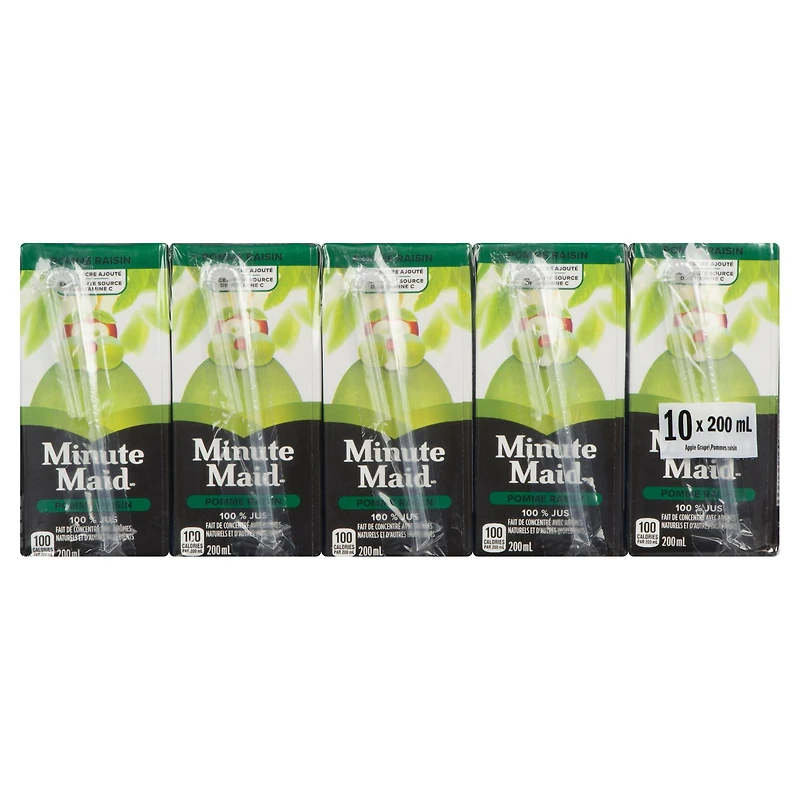 Minute Maid 100% Apple Grape Juice 200mL carton, 10 pack