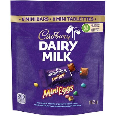 Cadbury Dairy Milk, Mini Eggs, Mini Chocolatey Candy Bars, (8 mini bars)
