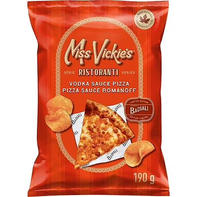 Miss Vickie's croustilles assaisonnées cuites à la marmite Pizza sauce Romanoff 190 g.