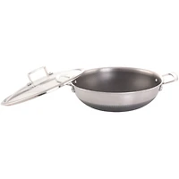 Wok Verka Tri Ply en acier inoxydable (Karahi) 28 cm, avec couvercle livré avec deux poignées