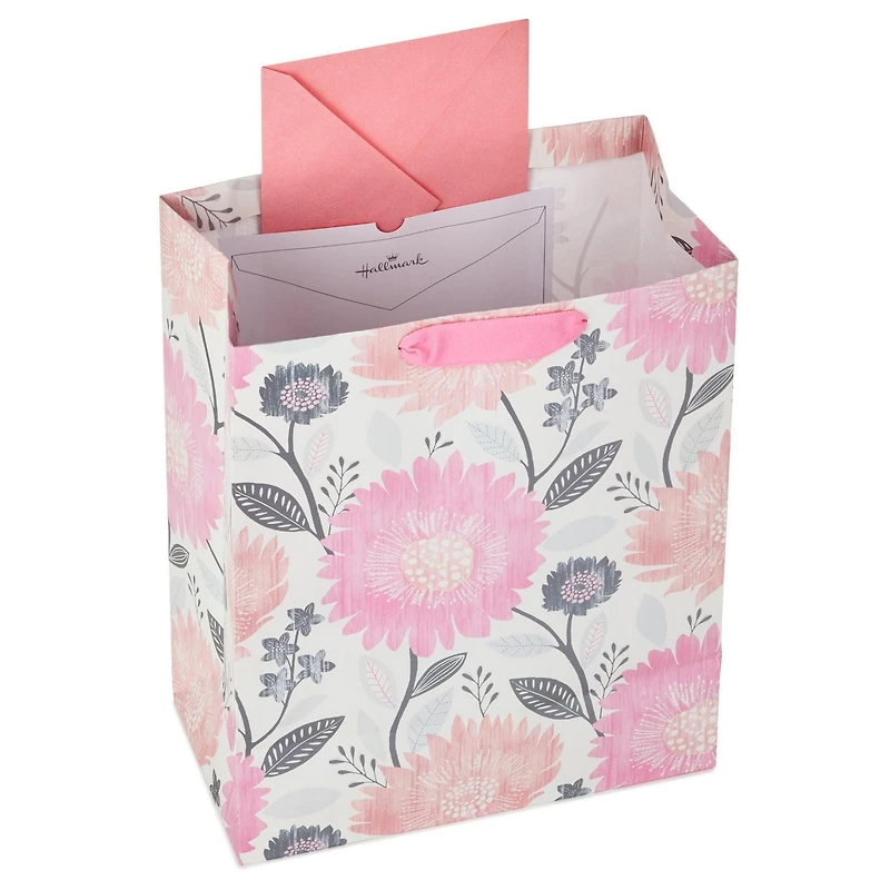 Hallmark 13" Large Gift Bag with Tissue Paper (Pink Peach Floral) for Bridal Showers, Baby Showers, Birthdays or Any Occasion, Large Gift Bag with Tissue Paper
