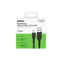 Belkin BoostCharge Eco USB A to USB C Cable (3M/9.8ft. 15W) - Soft, Flexible Fast Charging Cable, Type C Charger Cord for iPhone 16 & 15 Series, Galaxy S25, Pixel 9, iPad Pro, & More - Black (USB 2.0)