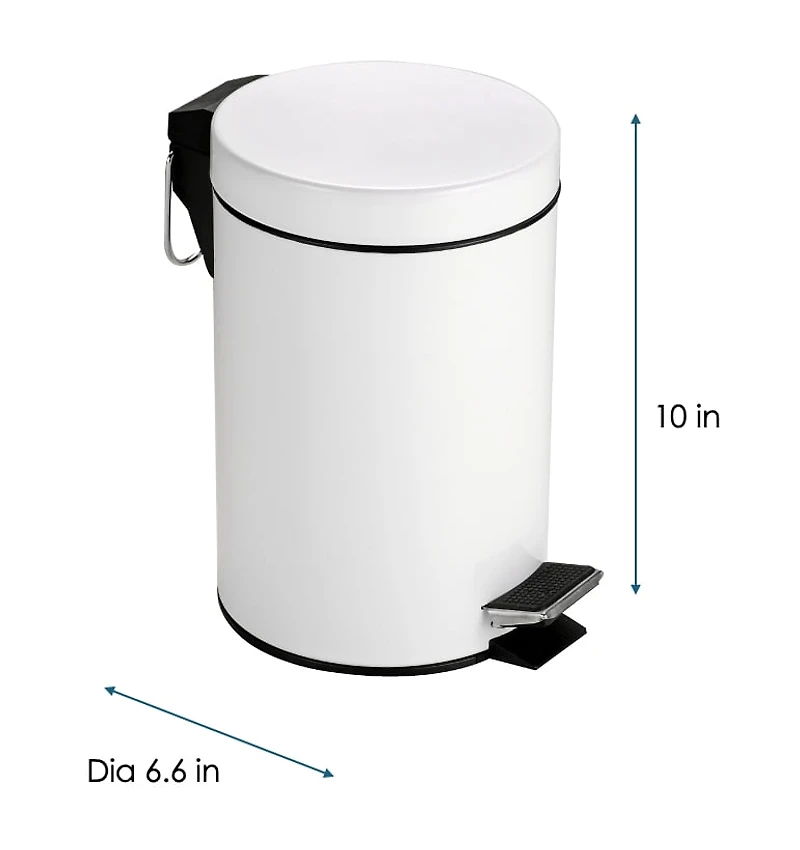 3L Steel Step Bin White