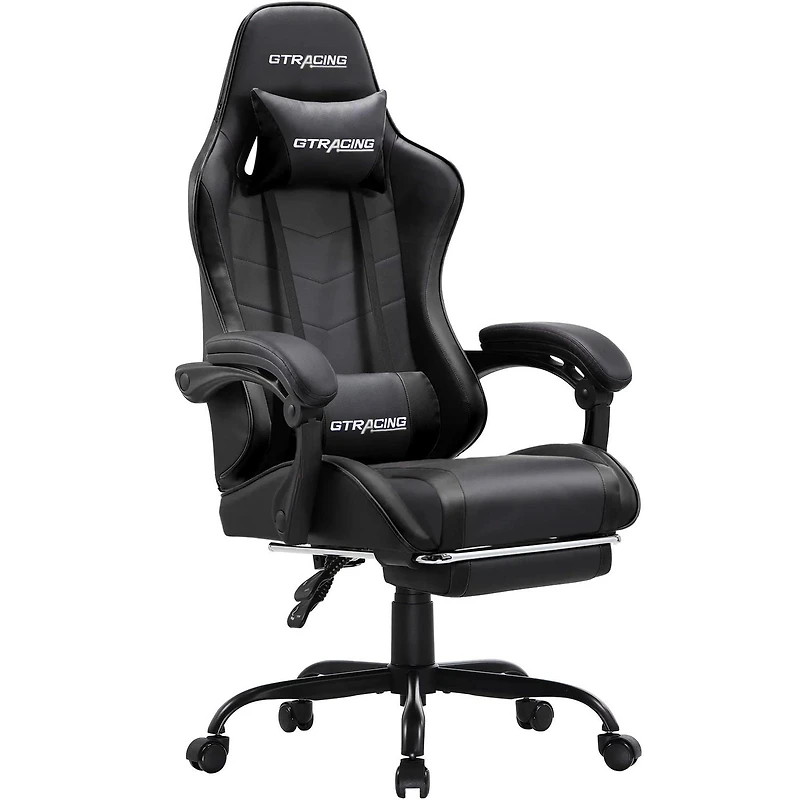 Chaise de jeu ergonomique GTRACING GTWD-200 avec coussins réglables et repose-pieds