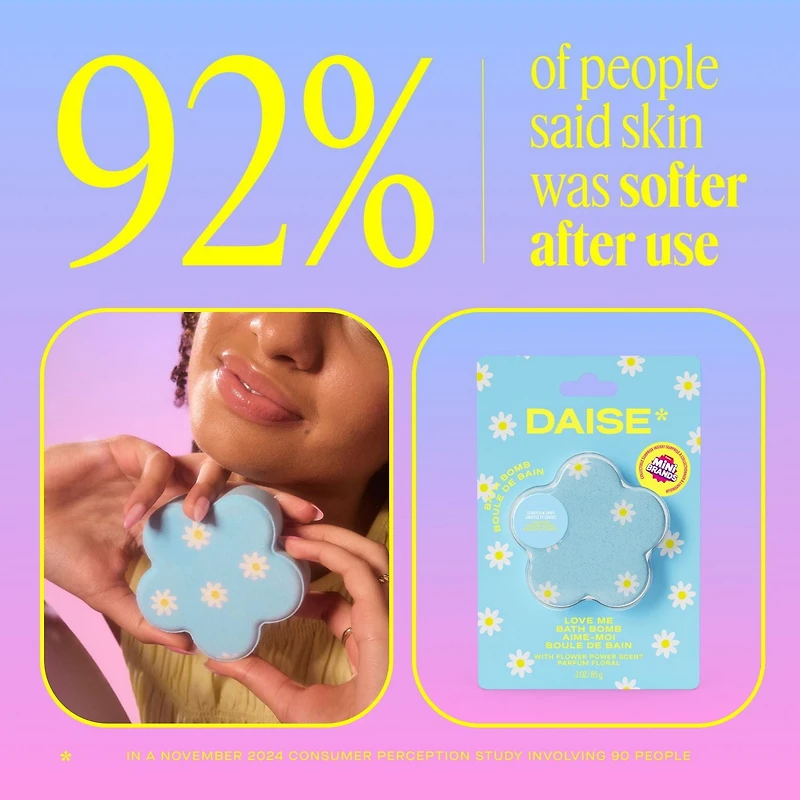 DAISE Love Me Bath Bomb in Flower Power, With Mini Brands Collectible Inside, 3 oz/85 g, bath bomb, bath fizzer, flower power