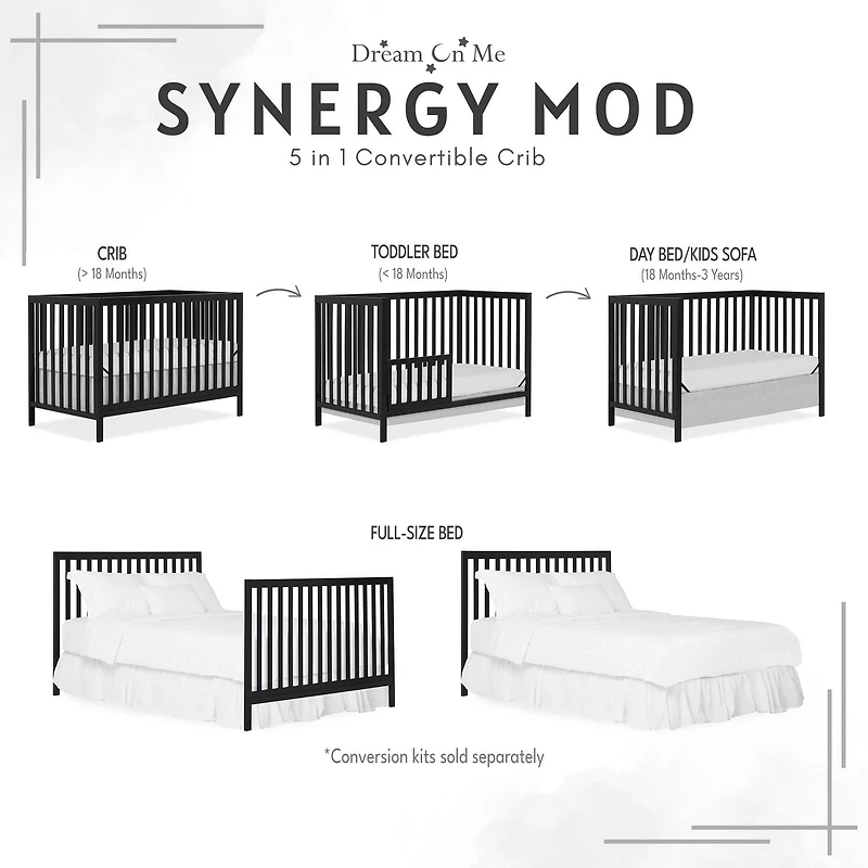Dream On Me Synergy MOD Crib, Made with Sustainable New Zealand Pinewood