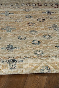 Tapis d'appoint Grand Zéro Leopold sable & bleu de 2 pi x 3 pi