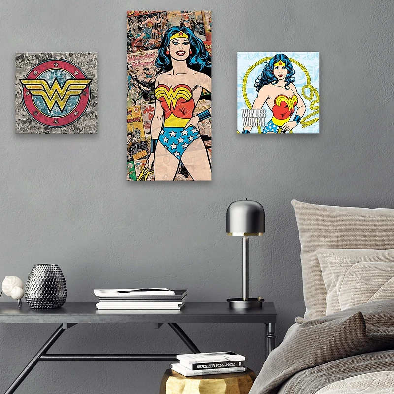 Artissimo Designs Licence DC Comics - Toile enduite ornée de revêtements Multipack2 - 22.5W x 22.5H x 1.25D