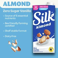 Silk Almond Milk Alternative, Unsweetened Vanilla, Dairy Free, Shelf Stable, 946 mL