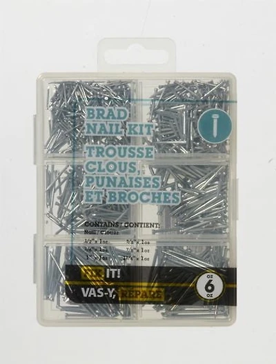 Brad Nail Kit 6 Ounce, For use on trim, finishing carpentry, and crafts.