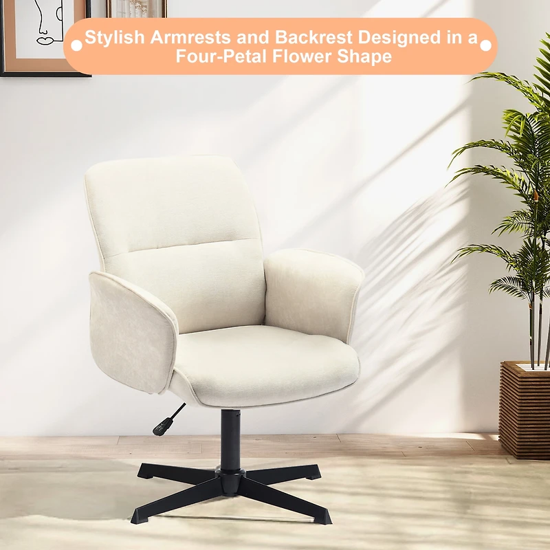Fauteuil pivotant Homy Casa réglable en hauteur et siège rembourré, tissu chenille beige