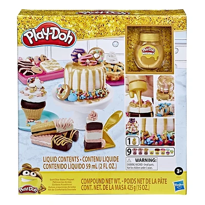 Play-Doh collection Doh-rée coffret Pâtisseries dorées avec coulis doré, loisir créatif pour filles et garçons À partir de 3 ans