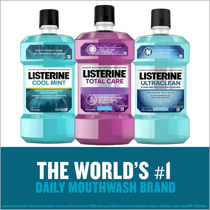 Listerine Antiseptic Mouthwash for Gingivitis and Teeth Plaque - Contains Thymol, Menthol, and Eucalyptol as essential oils  - 1.5L, 1.5 L