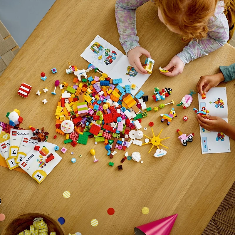 LEGO Classic Creative Party Box Bricks Set 11029, Family Games to Play Together, Includes 12 Mini-Build Toys: Teddy Bear, Clown, Unicorn, Fun for All ages 5 Plus