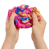 Sac de sable Wonder Factory ne séchant jamais avec pâte ne séchant jamais – sable orange et rouge avec pâte bleue