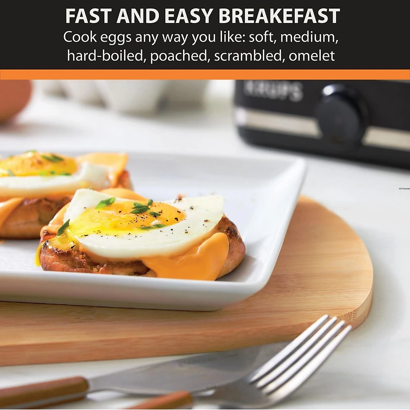 KRUPS Simply Electric Rapid Egg Cooker,  6-Egg Capacity for Hard Boil, Poached, Scrambled, Omelet