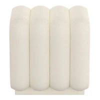 Contemporary Boucle Fabric Small Square Ottoman - Ivory