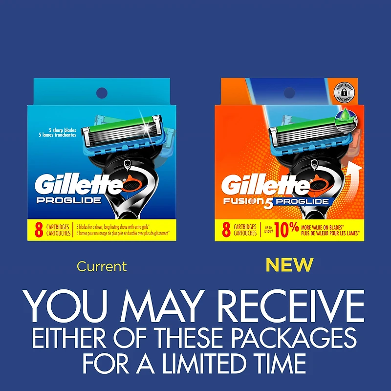 Cartouches de rechange de rasoir Gillette Fusion5 ProGlide pour hommes de rasoir pour manche de rasoir Flex-pivot, cartouches à 5 lames de rasoir, lame de précision pour hommes