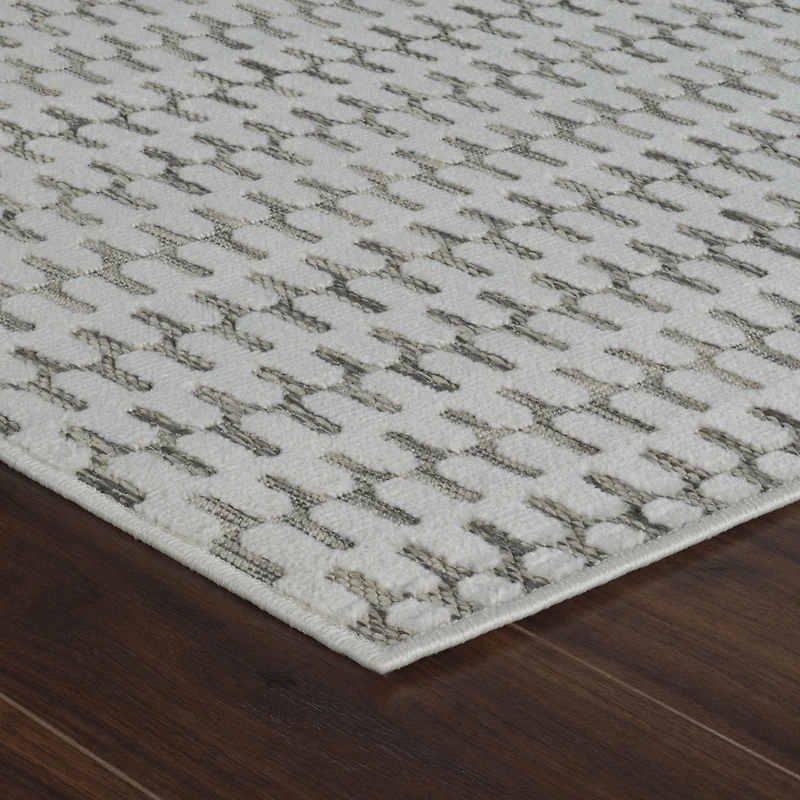 Tapis d'interieur exterieur abstrait Rug Branch Maise, beige creme, moderne - Entree, couloir, salle de bain et cuisine