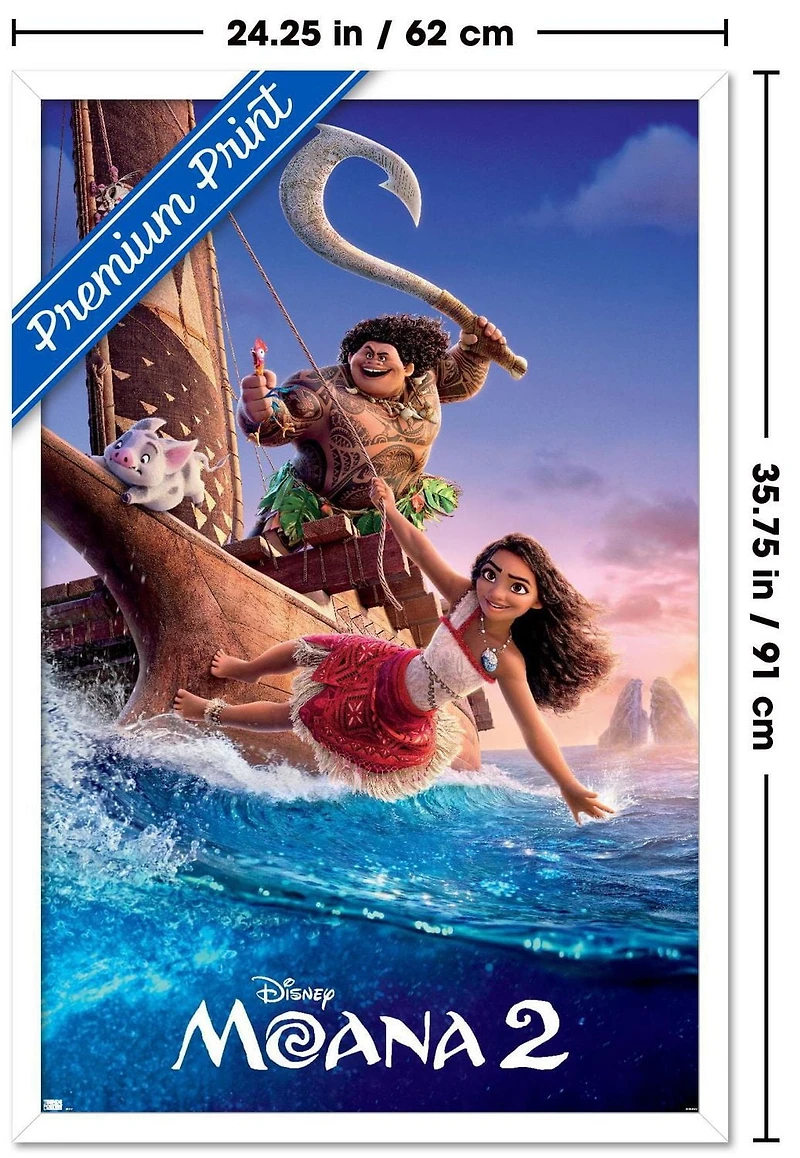 Disney Moana 2 - One Sheet Wall Poster, 22.375" x 34" Framed