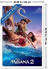 Disney Moana 2 - One Sheet Wall Poster, 22.375" x 34" Framed