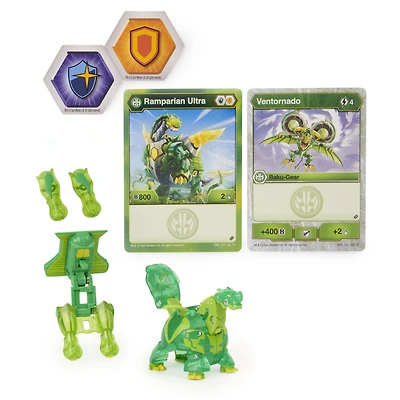 Bakugan Ultra, Ramparian avec équipement Baku-Gear transformable, Figurine Armored Alliance articulée de 7,5 cm à collectionner
