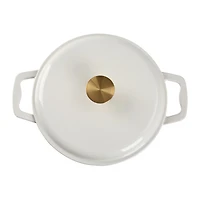 Mainstays 4.75 Quart Round Enameled Cast Iron Dutch Oven with Lid, White, Hand Wash Only