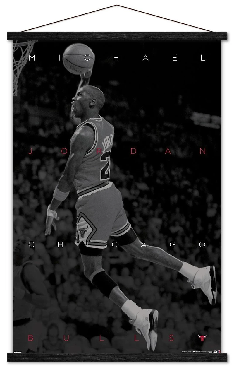 Michael Jordan - Black and White Wall Poster, 22.375" x 34" Framed
