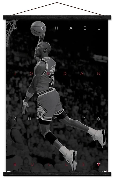 Michael Jordan - Black and White Wall Poster, 22.375" x 34" Framed